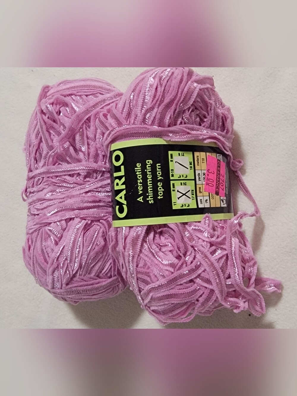 Pink Shimmer Tape Yarn - Soft